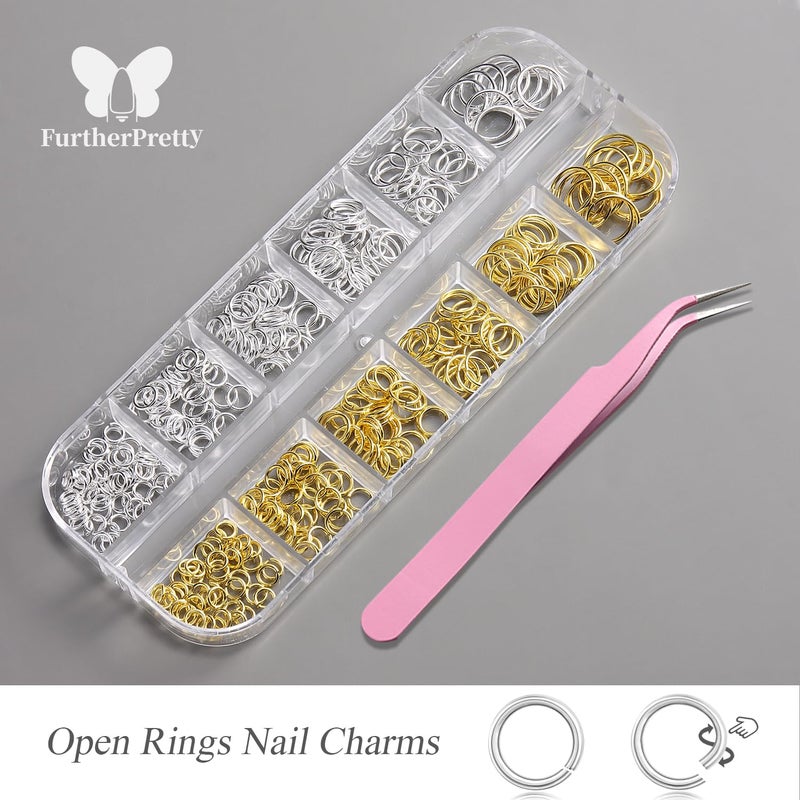 furtherpretty Gothic Punk Nail Piercing Charms, Gold Silver Open Rings Dangle Nail Charms, Y2K Grommets & Eyelets Nail Art Decorations Accessories, Manicure Supplies, Jump Rings for Jewelry Making - Image 2